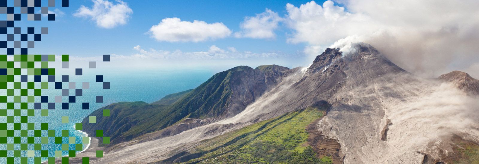 Smoking volcano in Montserrat