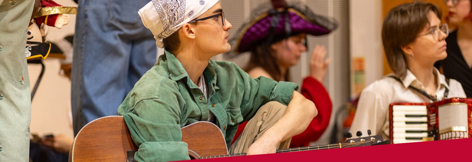 Students playing music together